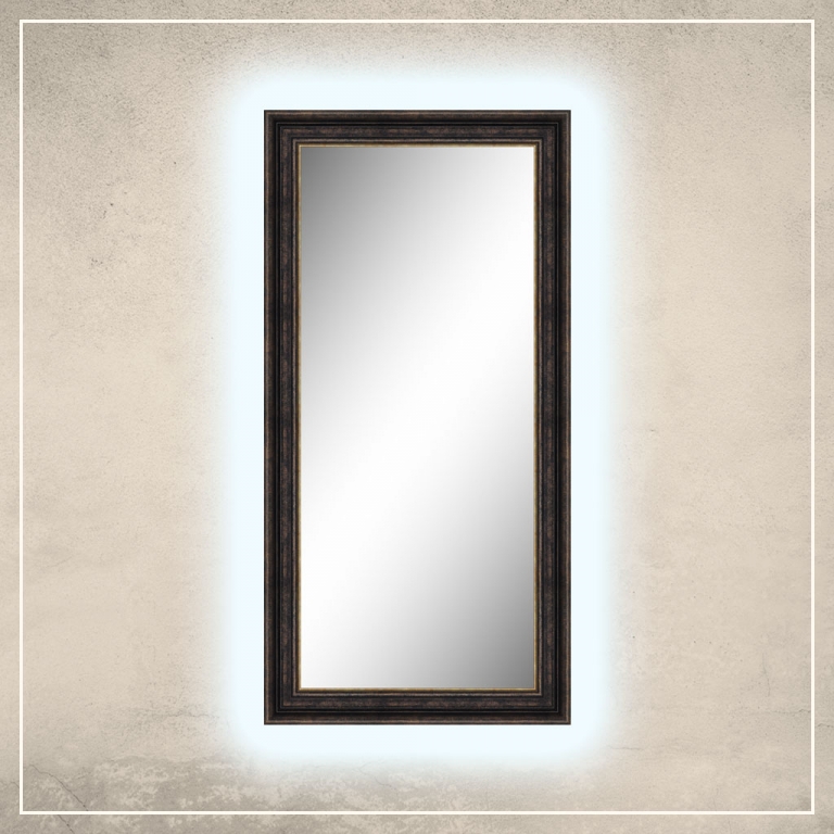 LED taustavalgusega peegel Hanna musta/kuldse raamiga