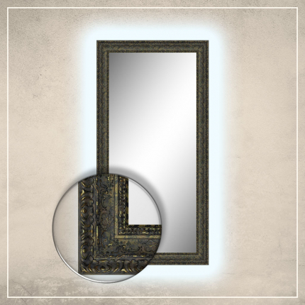 LED taustavalgusega peegel Julius kuldse/musta raamiga
