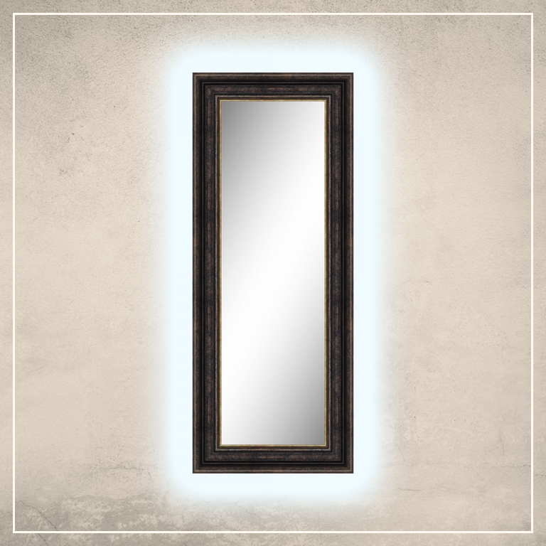 LED taustavalgusega peegel Hanna musta/kuldse raamiga