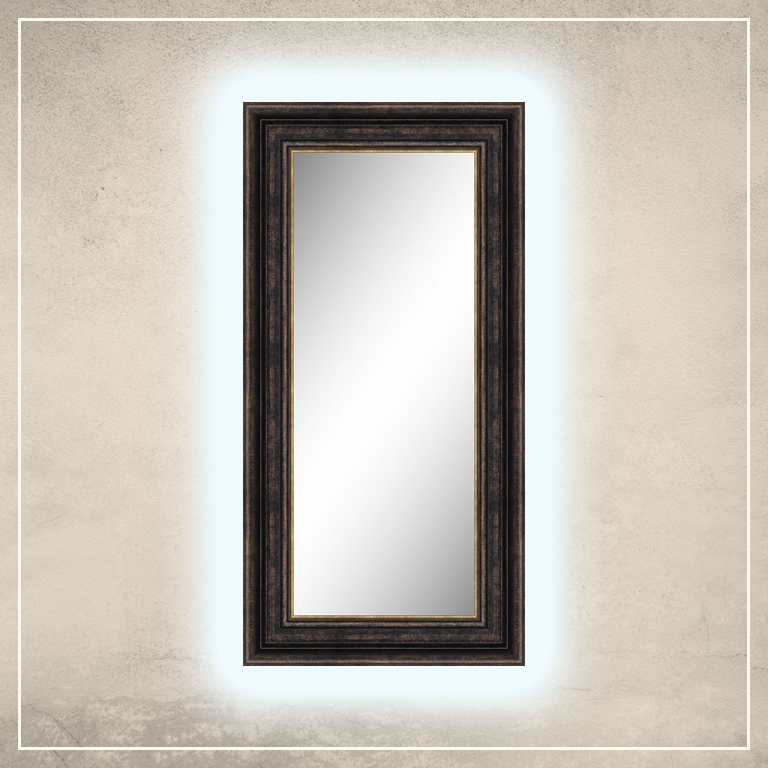 LED taustavalgusega peegel Hanna musta/kuldse raamiga