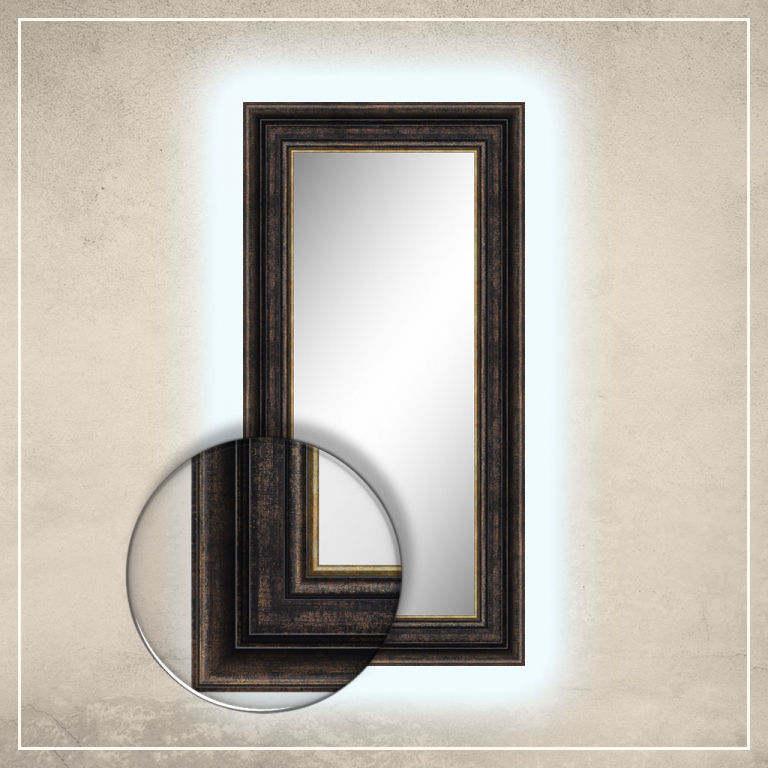 LED taustavalgusega peegel Hanna musta/kuldse raamiga