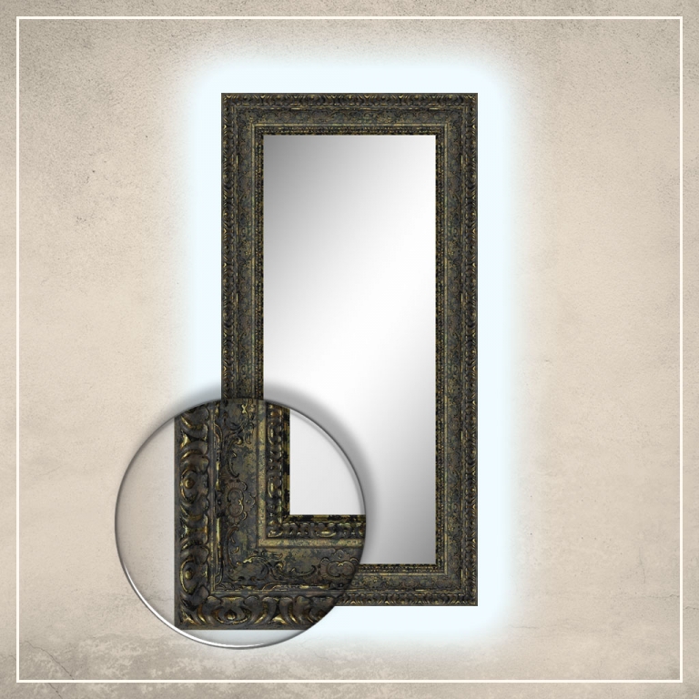 LED taustavalgusega peegel Julius kuldse/musta raamiga