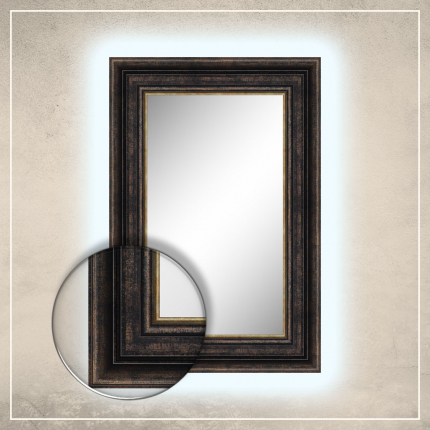 LED taustavalgusega peegel Hanna musta/kuldse raamiga