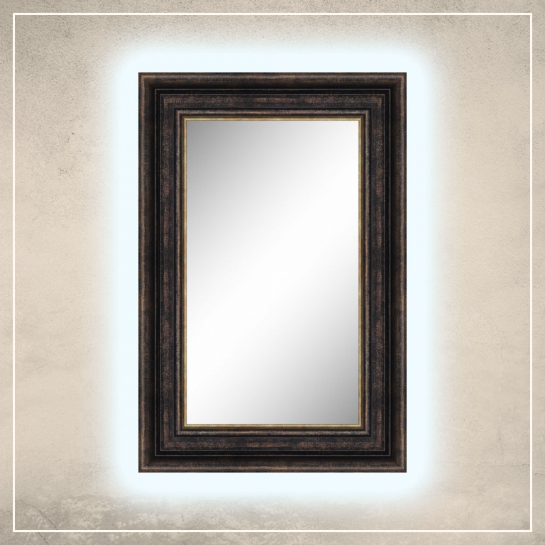 LED taustavalgusega peegel Hanna musta/kuldse raamiga