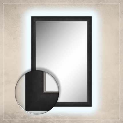 LED taustavalgusega peegel Liam musta raamiga