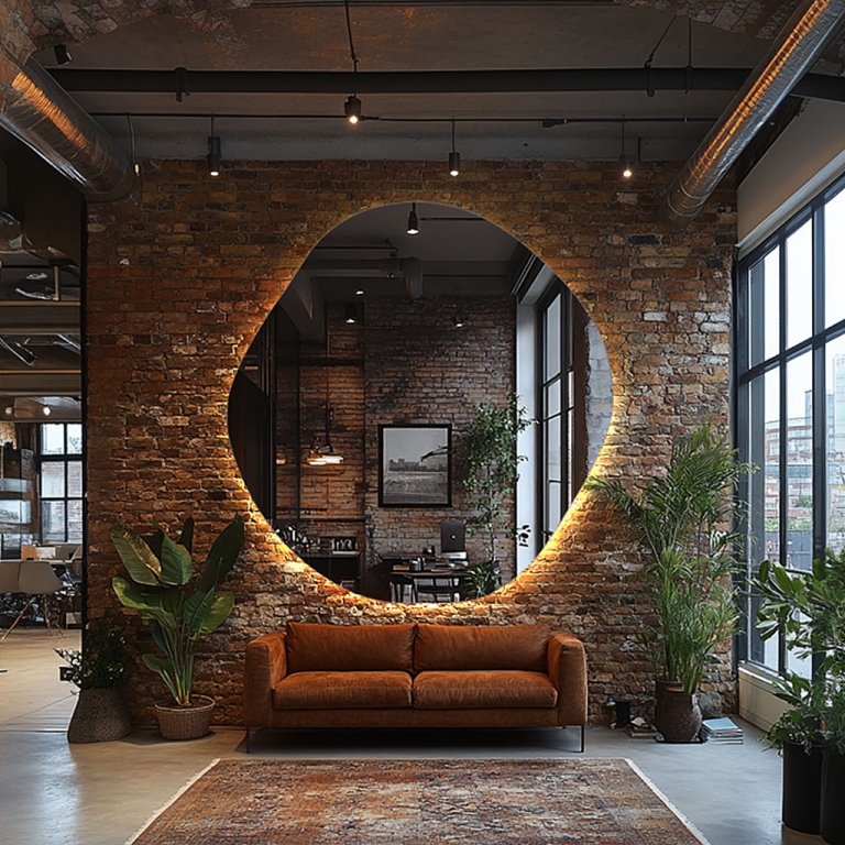 LED valgusega erikujuga peegel Curved (D=200cm)