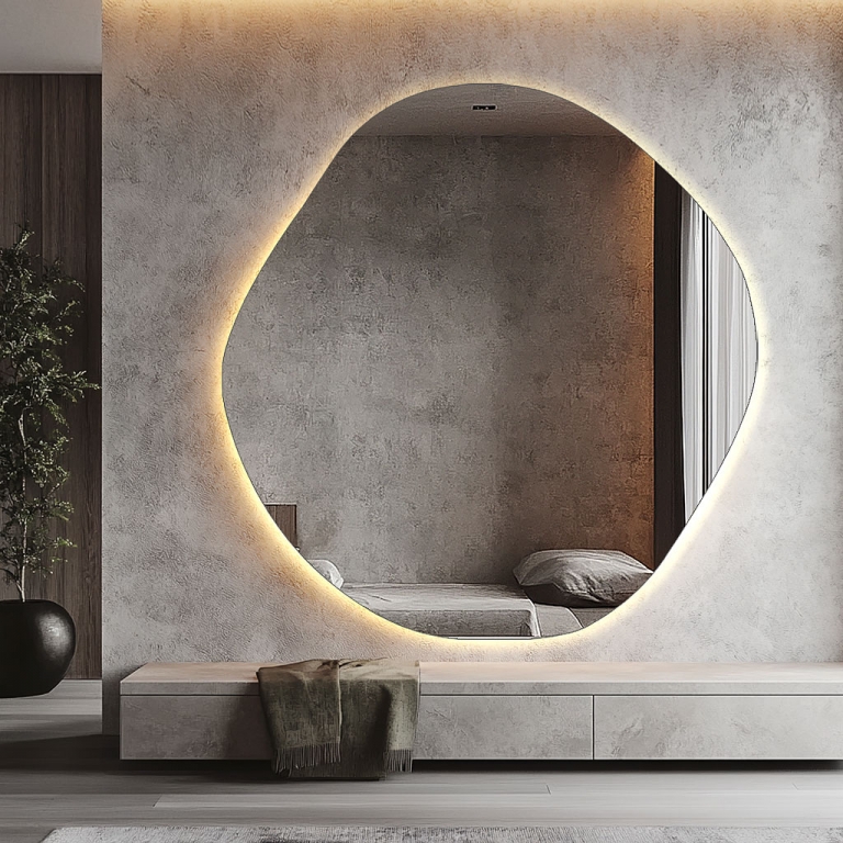 LED valgusega erikujuga peegel Curved (D=200cm)