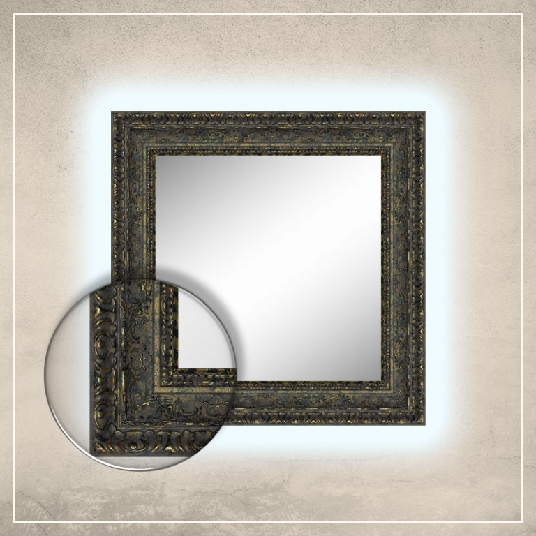 LED taustavalgusega peegel Julius kuldse/musta raamiga