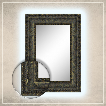 LED taustavalgusega peegel Julius kuldse/musta raamiga