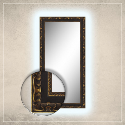 LED taustavalgusega peegel Paris musta/kuldse raamiga