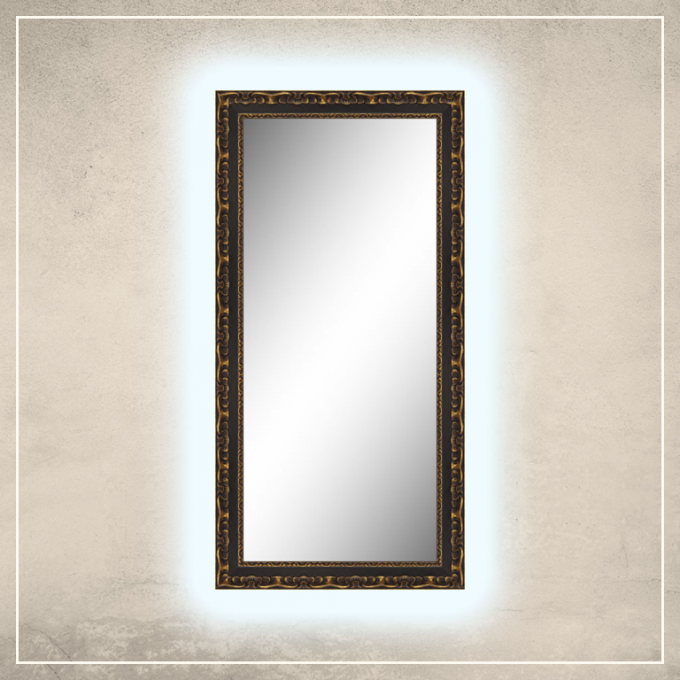 LED taustavalgusega peegel Paris musta/kuldse raamiga