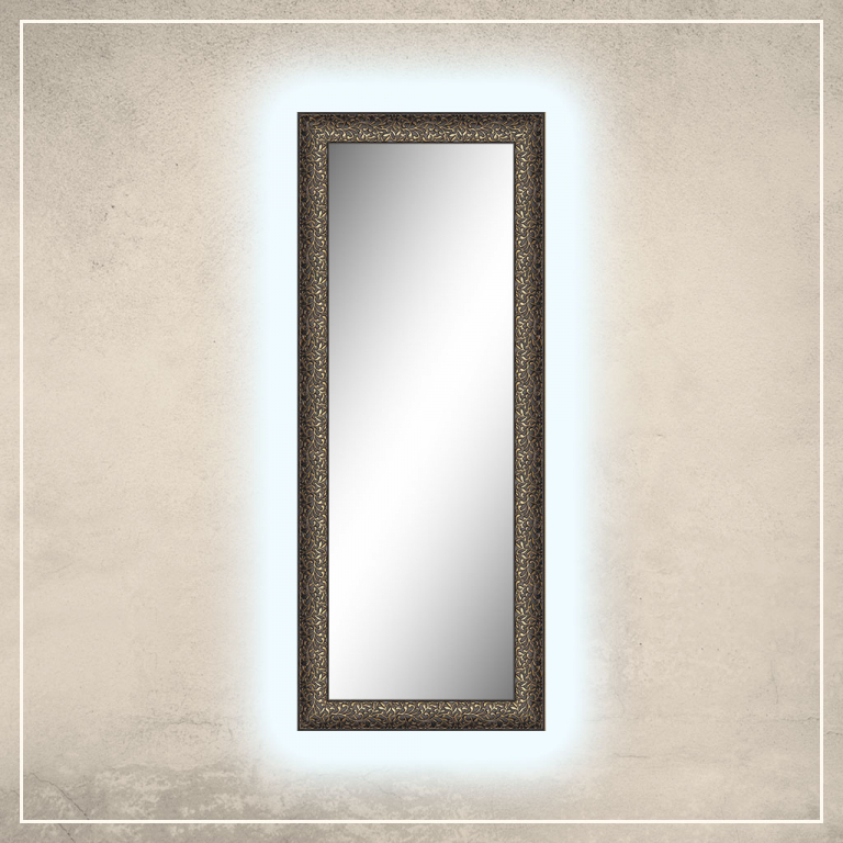 LED taustavalgusega peegel Jenny musta/kuldse raamiga