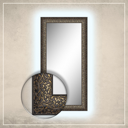 LED taustavalgusega peegel Jenny musta/kuldse raamiga