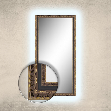 LED taustavalgusega peegel Levi kuldse/musta raamiga