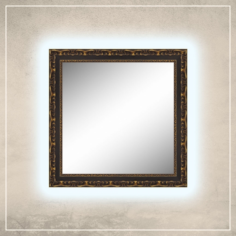 LED taustavalgusega peegel Paris musta/kuldse raamiga