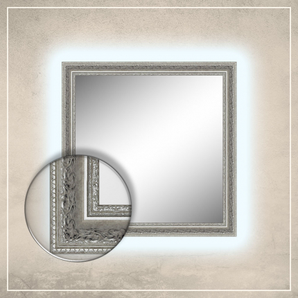 LED taustavalgusega peegel Amara valge/hõbedase raamiga