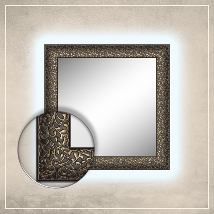 LED taustavalgusega peegel Jenny musta/kuldse raamiga