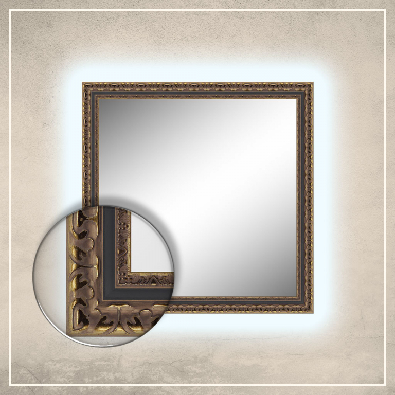 LED taustavalgusega peegel Levi kuldse/musta raamiga