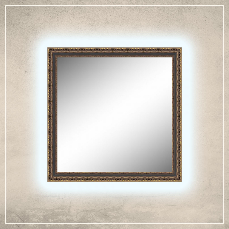 LED taustavalgusega peegel Levi kuldse/musta raamiga
