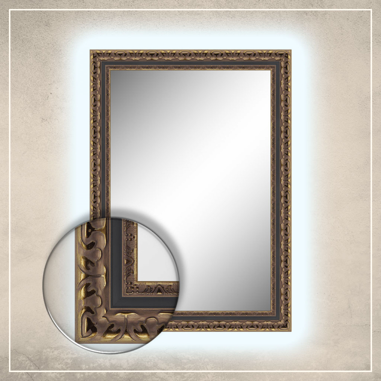 LED taustavalgusega peegel Levi kuldse/musta raamiga