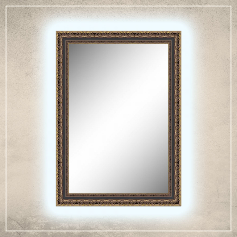 LED taustavalgusega peegel Levi kuldse/musta raamiga