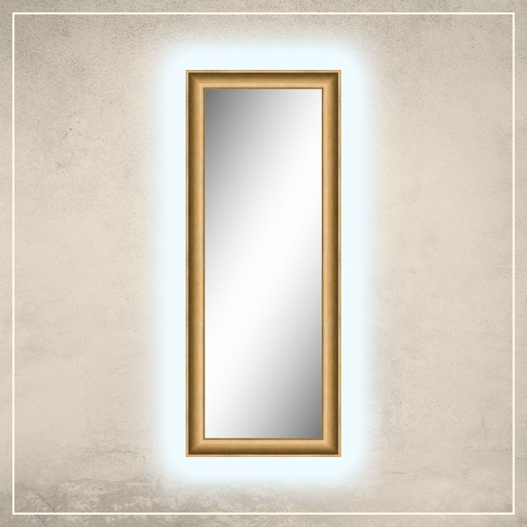 LED taustavalgusega peegel Lonell kuldse raamiga