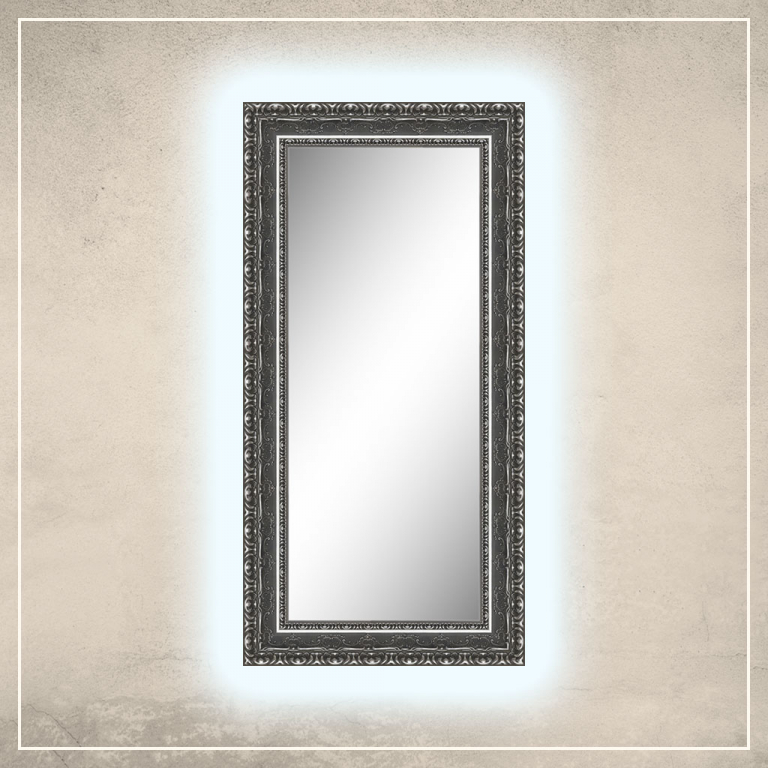 LED taustavalgusega peegel Julius hõbe/halli raamiga