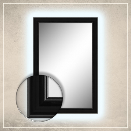 LED taustavalgusega peegel Leo musta raamiga