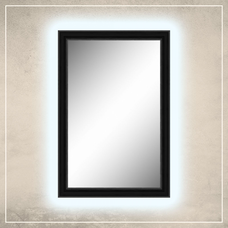 LED taustavalgusega peegel Leo musta raamiga