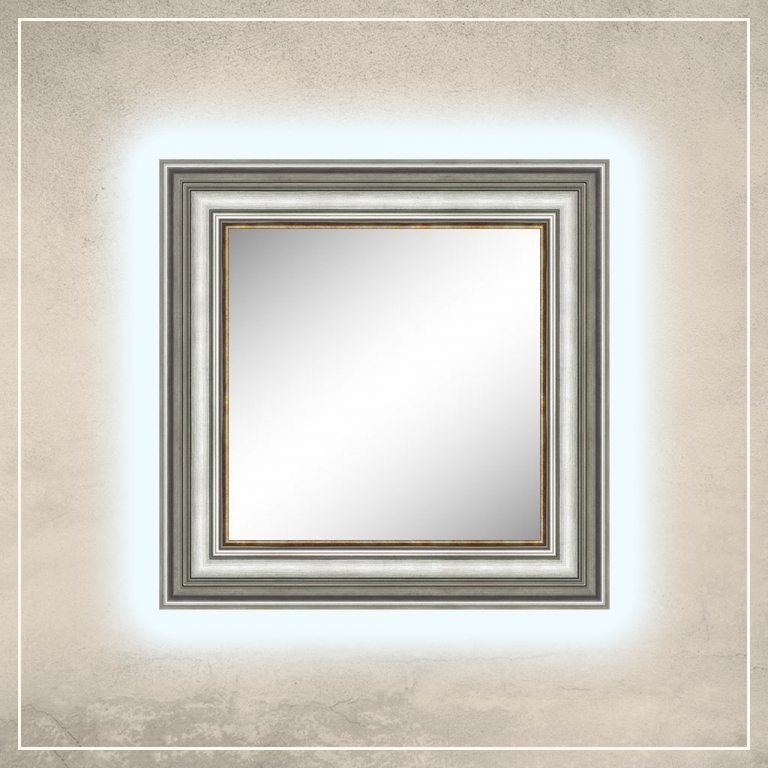 LED taustavalgusega peegel Hanna hõbedase raamiga