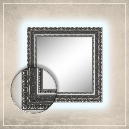LED taustavalgusega peegel Julius hõbe/halli raamiga