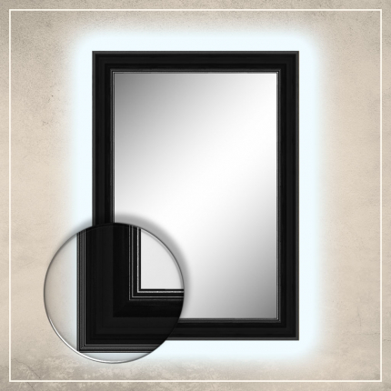 LED taustavalgusega peegel Leo musta raamiga