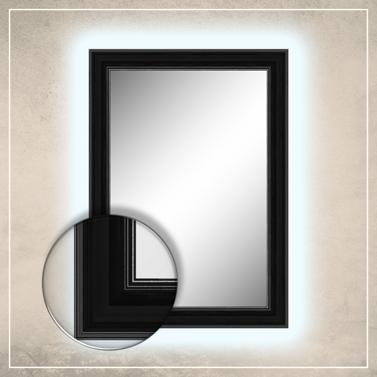 LED taustavalgusega peegel Leo musta raamiga