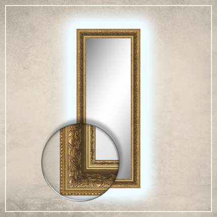 LED taustavalgusega peegel Tess kuldse raamiga