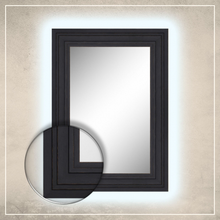LED taustavalgusega peegel Remi musta raamiga
