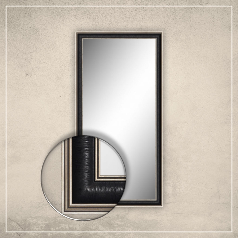 Peegel Max musta/hõbedase raamiga