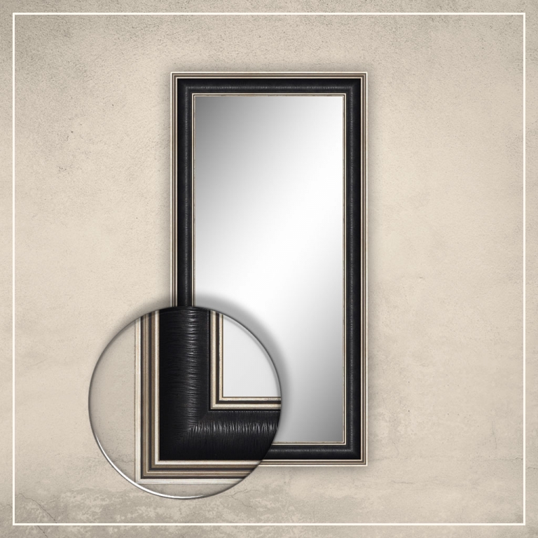 Peegel Max musta/hõbedase raamiga