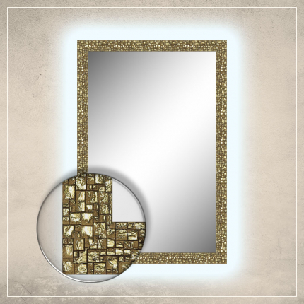LED taustavalgusega peegel Olivia kuldse raamiga