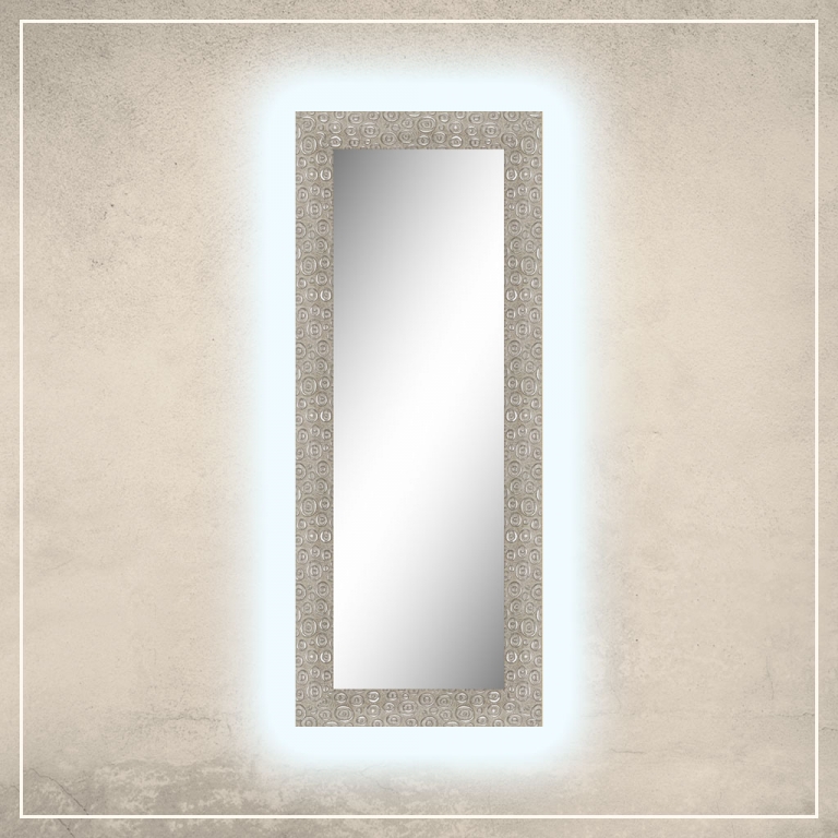 LED taustavalgusega peegel Laila valge/hõbedase raamiga