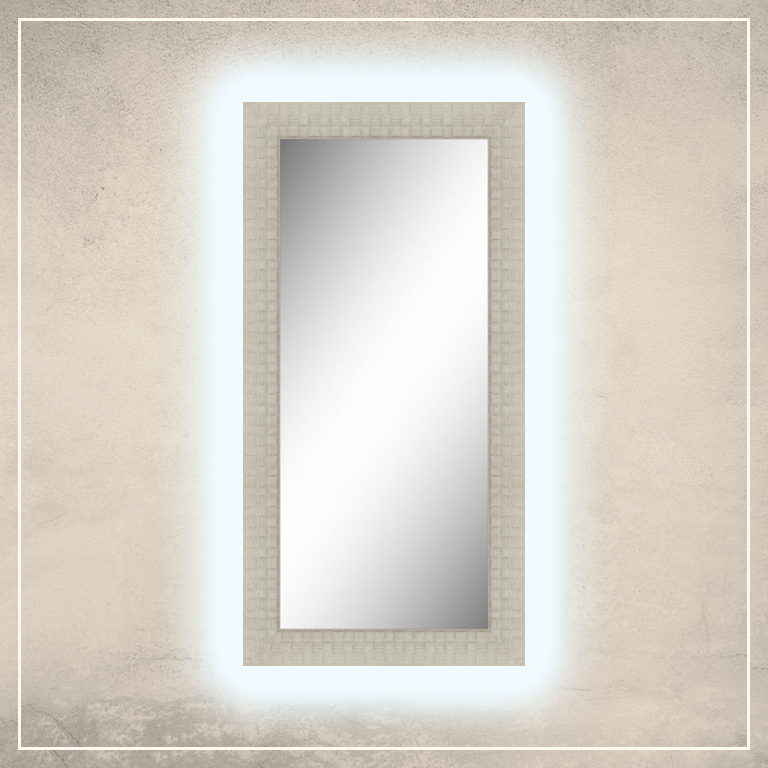 LED taustavalgusega peegel Leevi valge raamiga