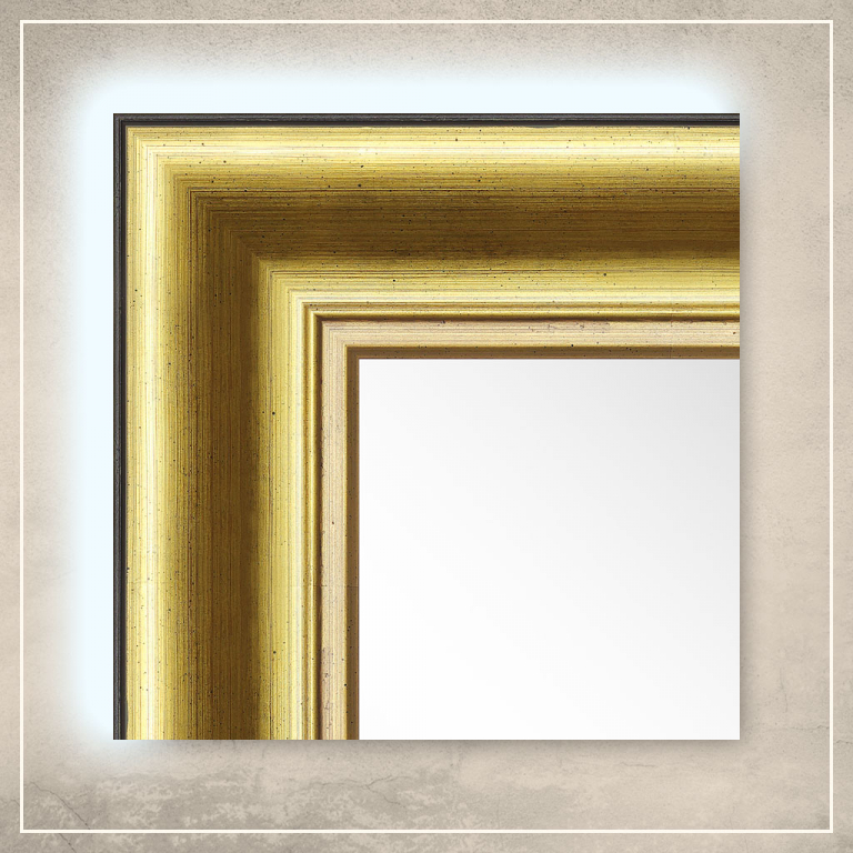 LED taustavalgusega peegel Carol kuldse/pruuni raamiga