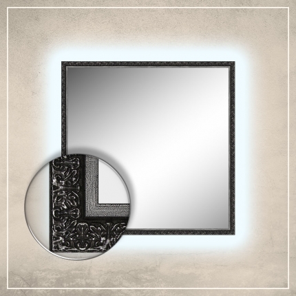 LED taustavalgusega peegel Klaus musta raamiga