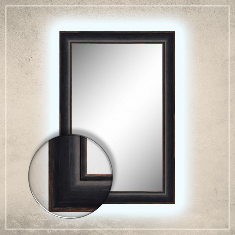 LED taustavalgusega peegel Keira musta raamiga
