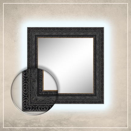 LED taustavalgusega peegel Julius musta raamiga