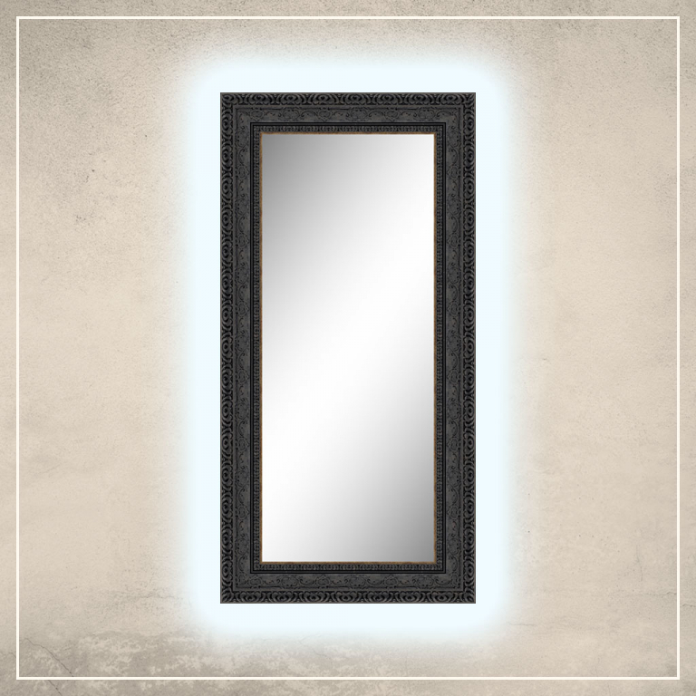LED taustavalgusega peegel Julius musta raamiga