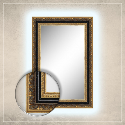 LED taustavalgusega peegel Rooma kuldse/musta raamiga
