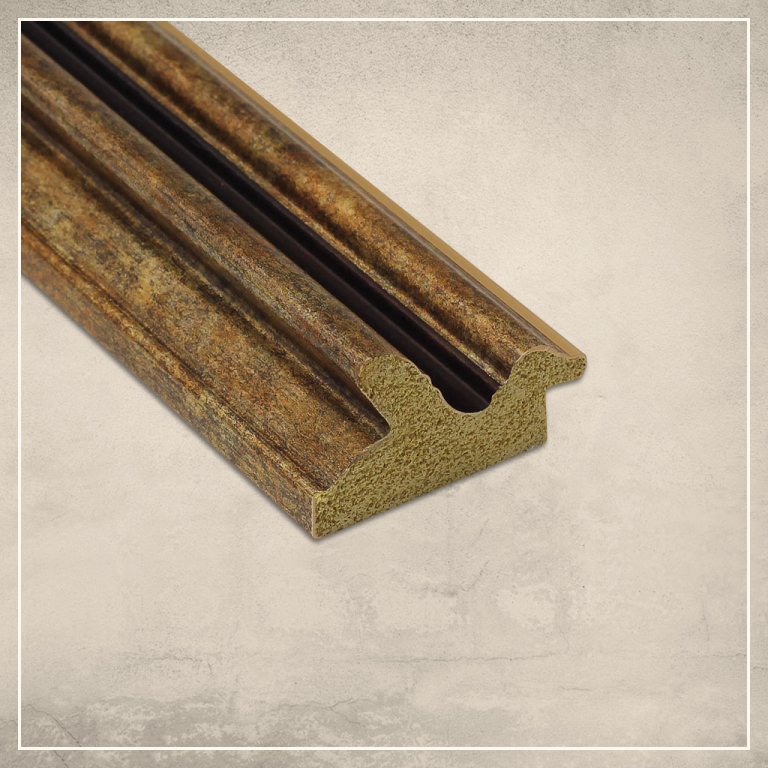 LED taustavalgusega peegel Nevin kuldse/pruuni raamiga