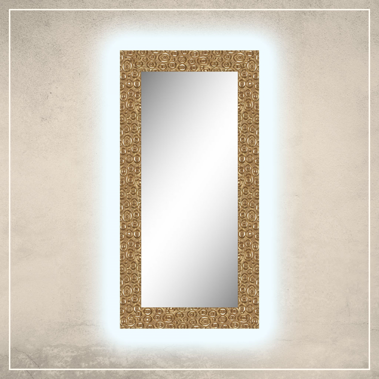 LED taustavalgusega peegel Laila kuldse raamiga