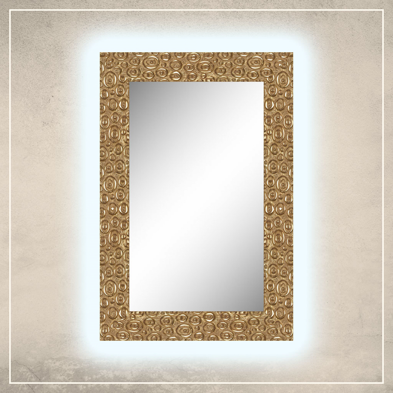 LED taustavalgusega peegel Laila kuldse raamiga