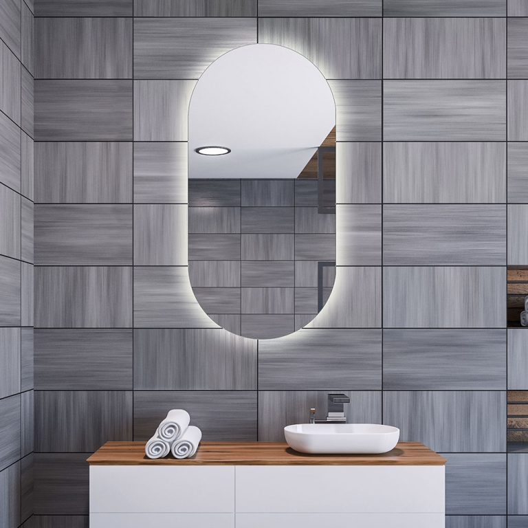 LED valgusega ovaalne peegel Basic 40x80cm